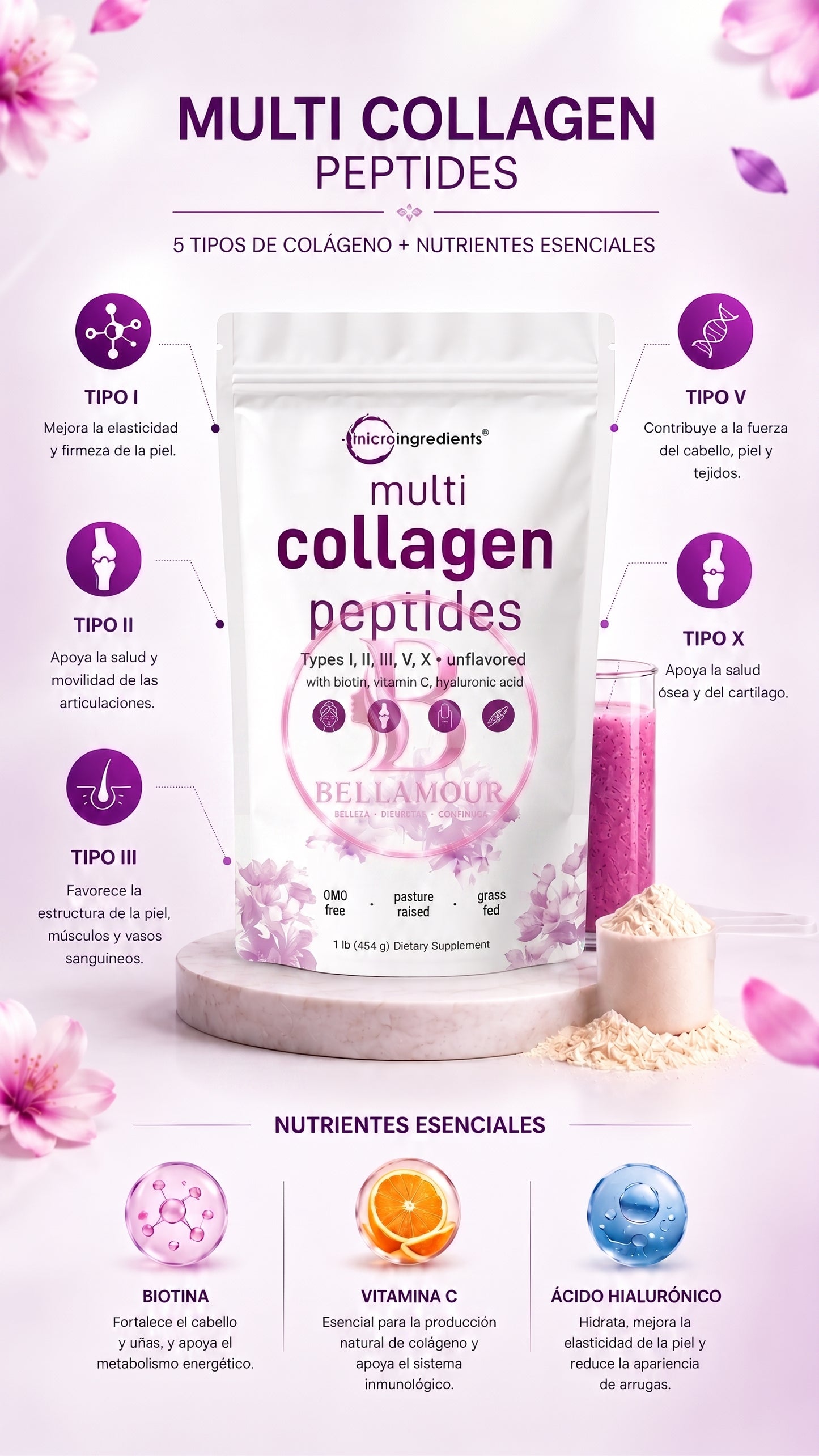 Multi Collagen Peptides Premium - 5 Tipos de Colágeno