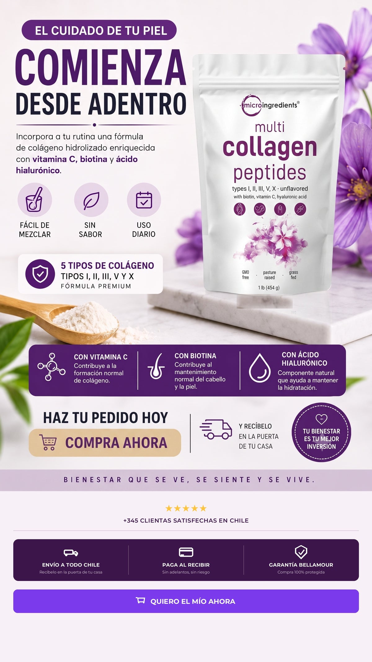 Multi Collagen Peptides Premium - 5 Tipos de Colágeno