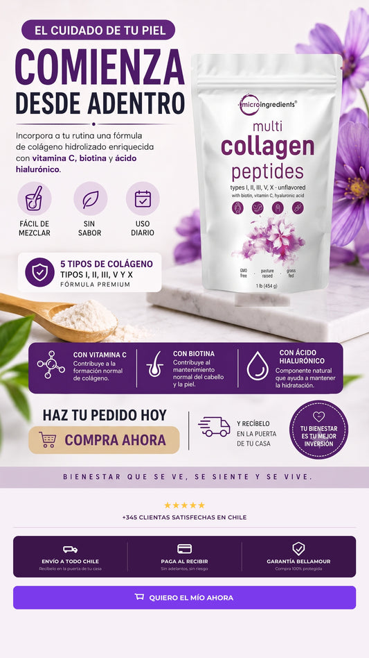 Multi Collagen Peptides Premium - 5 Tipos de Colágeno