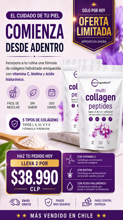 Multi Collagen Peptides Premium - 5 Tipos de Colágeno