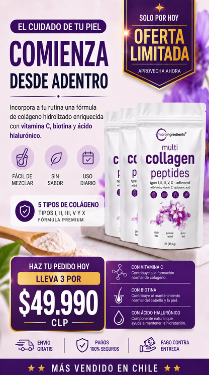 Multi Collagen Peptides Premium - 5 Tipos de Colágeno